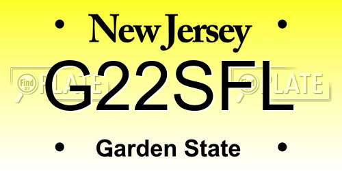 G22SFL New Jersey License Plate