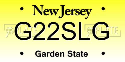 G22SLG New Jersey License Plate