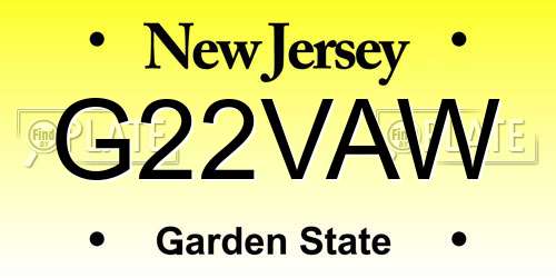 G22VAW New Jersey License Plate