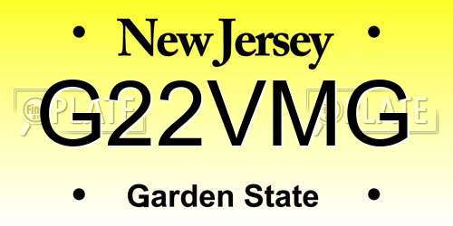 G22VMG New Jersey License Plate