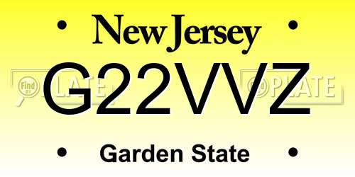 G22VVZ New Jersey License Plate