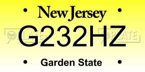 G232HZ New Jersey License Plate