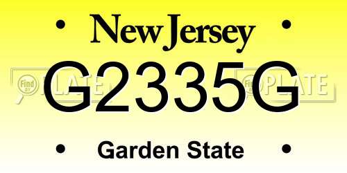 G2335G New Jersey License Plate