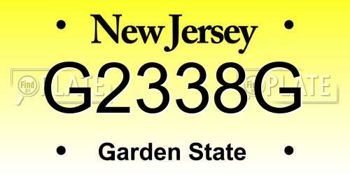 G2338G New Jersey License Plate