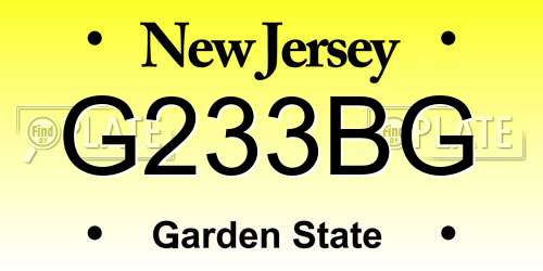 G233BG New Jersey License Plate