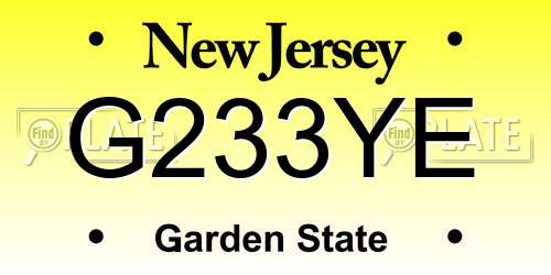 G233YE New Jersey License Plate