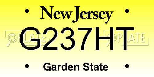 G237HT New Jersey License Plate
