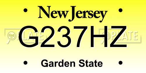 G237HZ New Jersey License Plate