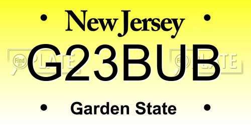 G23BUB New Jersey License Plate