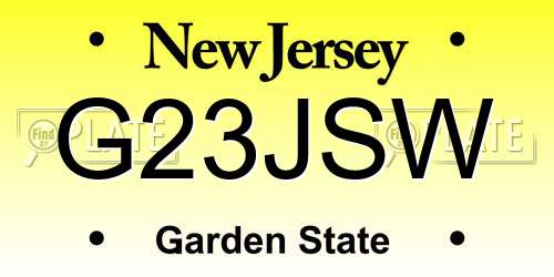 G23JSW New Jersey License Plate