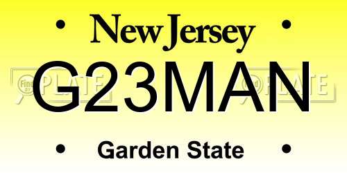 G23MAN New Jersey License Plate