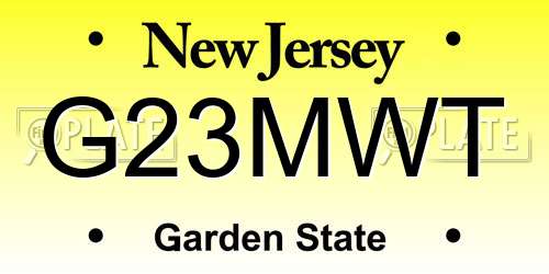G23MWT New Jersey License Plate