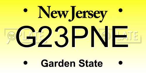 G23PNE New Jersey License Plate