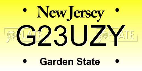 G23UZY New Jersey License Plate