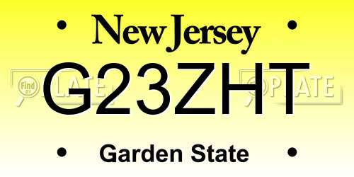 G23ZHT New Jersey License Plate