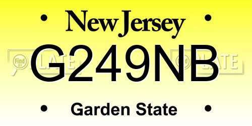 G249NB New Jersey License Plate