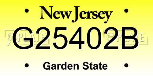 G25402B New Jersey License Plate