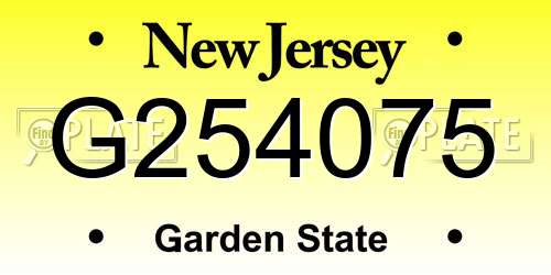 G254075 New Jersey License Plate