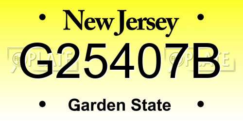 G25407B New Jersey License Plate