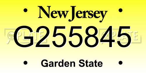 G255845 New Jersey License Plate