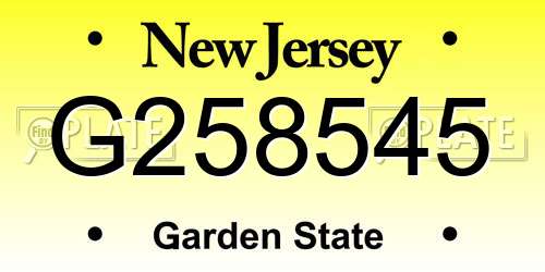G258545 New Jersey License Plate