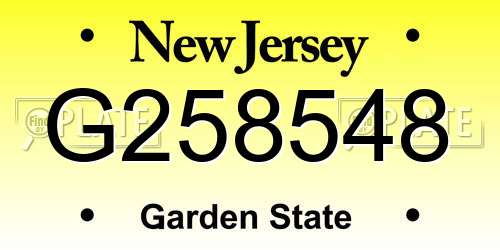 G258548 New Jersey License Plate