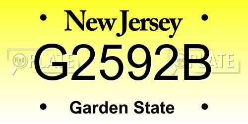 G2592B New Jersey License Plate