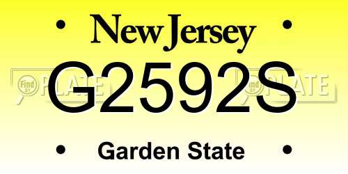 G2592S New Jersey License Plate