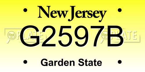 G2597B New Jersey License Plate