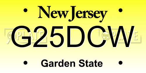 G25DCW New Jersey License Plate