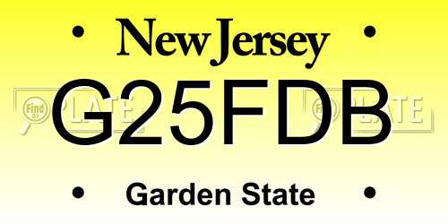 G25FDB New Jersey License Plate