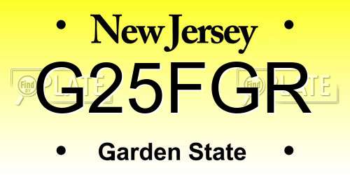 G25FGR New Jersey License Plate