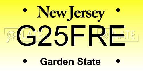 G25FRE New Jersey License Plate