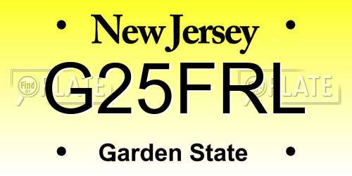 G25FRL New Jersey License Plate