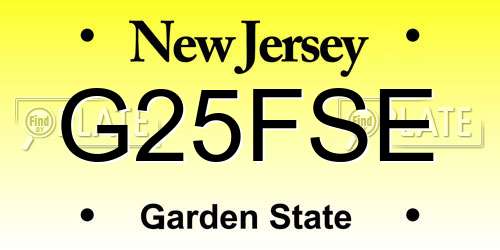 G25FSE New Jersey License Plate
