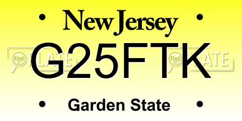 G25FTK New Jersey License Plate