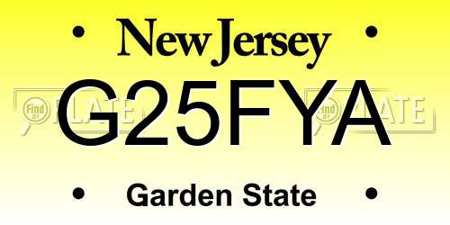 G25FYA New Jersey License Plate