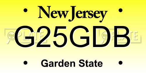 G25GDB New Jersey License Plate