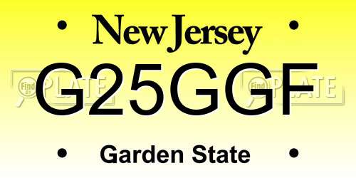 G25GGF New Jersey License Plate