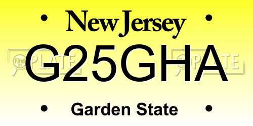 G25GHA New Jersey License Plate