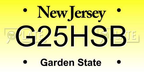 G25HSB New Jersey License Plate