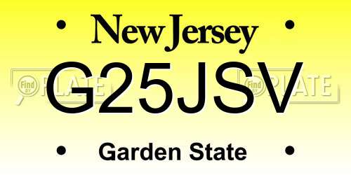 G25JSV New Jersey License Plate