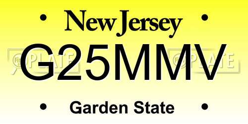 G25MMV New Jersey License Plate