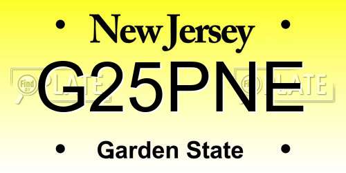 G25PNE New Jersey License Plate