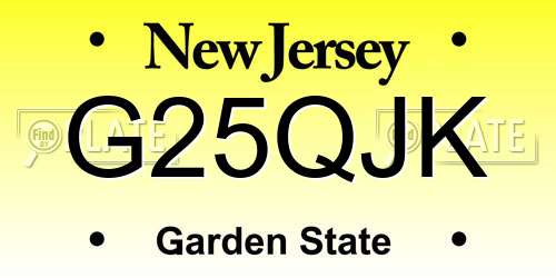 G25QJK New Jersey License Plate