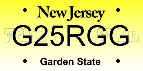 G25RGG New Jersey License Plate