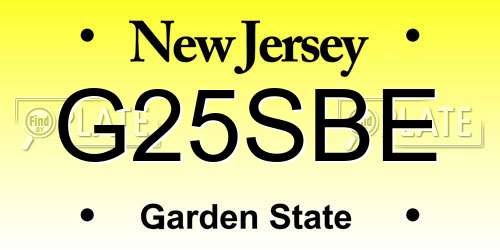 G25SBE New Jersey License Plate