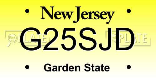 G25SJD New Jersey License Plate