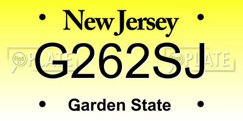 G262SJ New Jersey License Plate