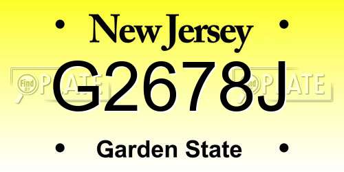 G2678J New Jersey License Plate